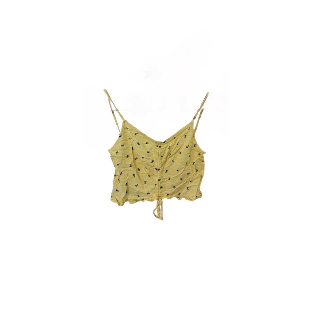 ADORABLY WHIMSICAL LA HEARTS/PACSUN SUMMER YELLOW FLORAL RUCHED CROP TOP SZ S